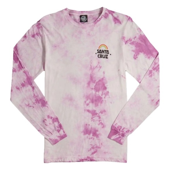 Santa Cruz Skateboards Tops - Santa Cruz Women's Long Sleeves - Boyfriend Tee Hand Mural - Cloud Lilac